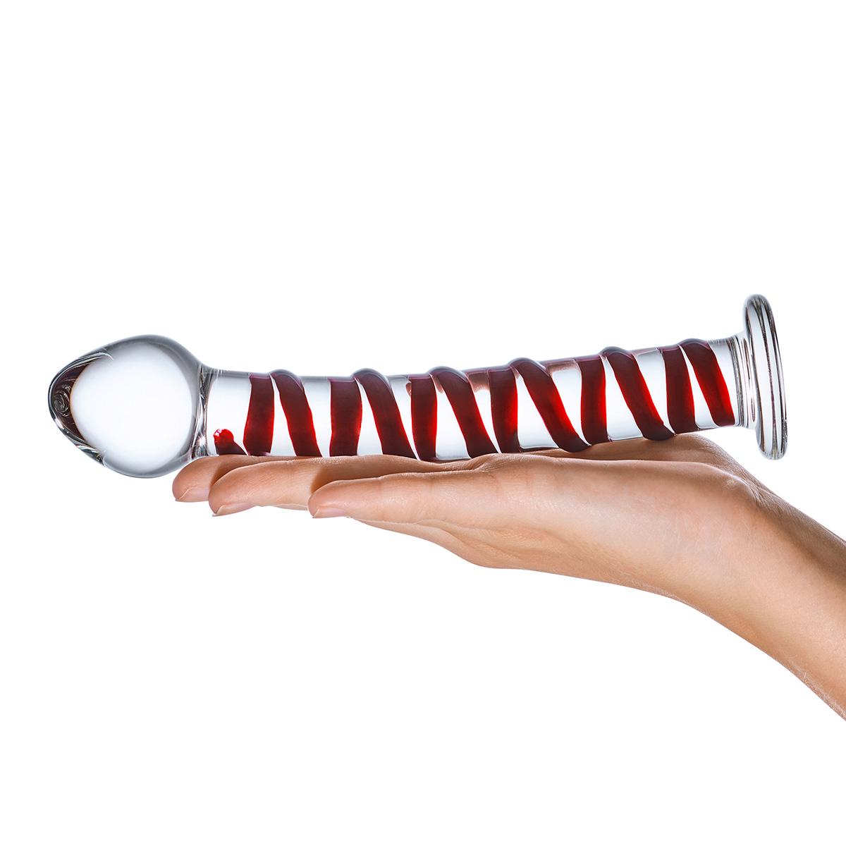 Glas Фаллос с рельефной красной спиралью из стекла Mr. SWIRLY