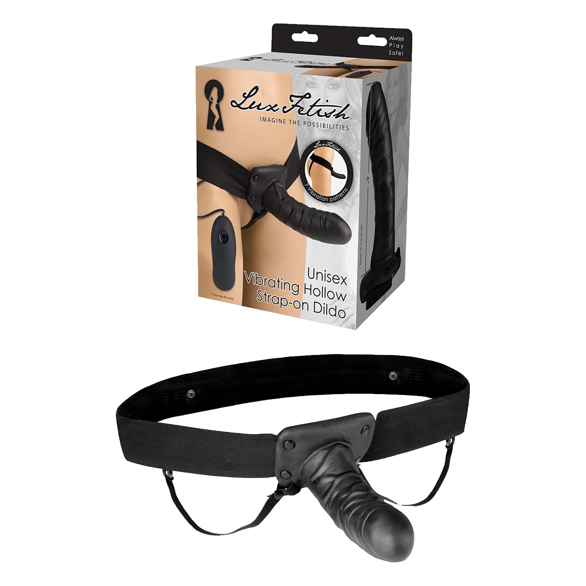 Lux Fetish Вибрирующий полый страпон UNISEX VIBRATING HOLLOW
