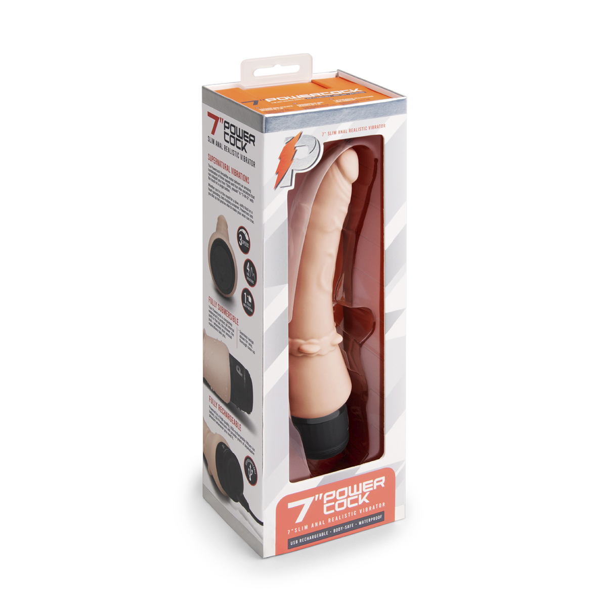 PowerCocks Тонкий анальный массажер 7" Slim Anal Realistic Vibrator телесый