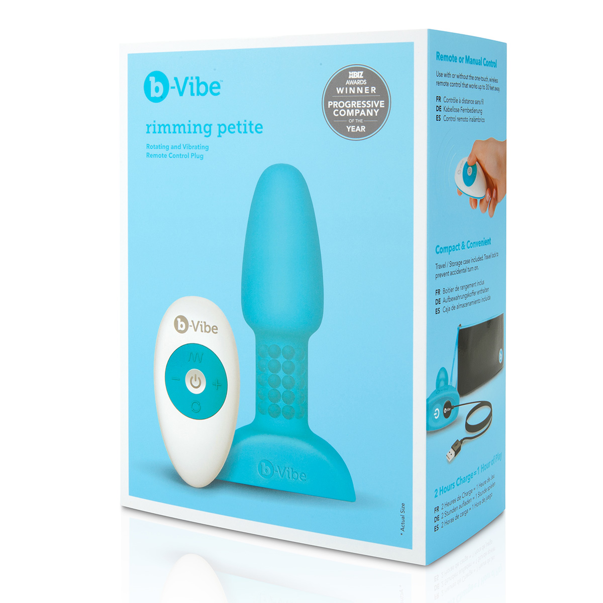 b-Vibe Анальная премиум-пробка с римминг эффектом Rimming Petite голубая