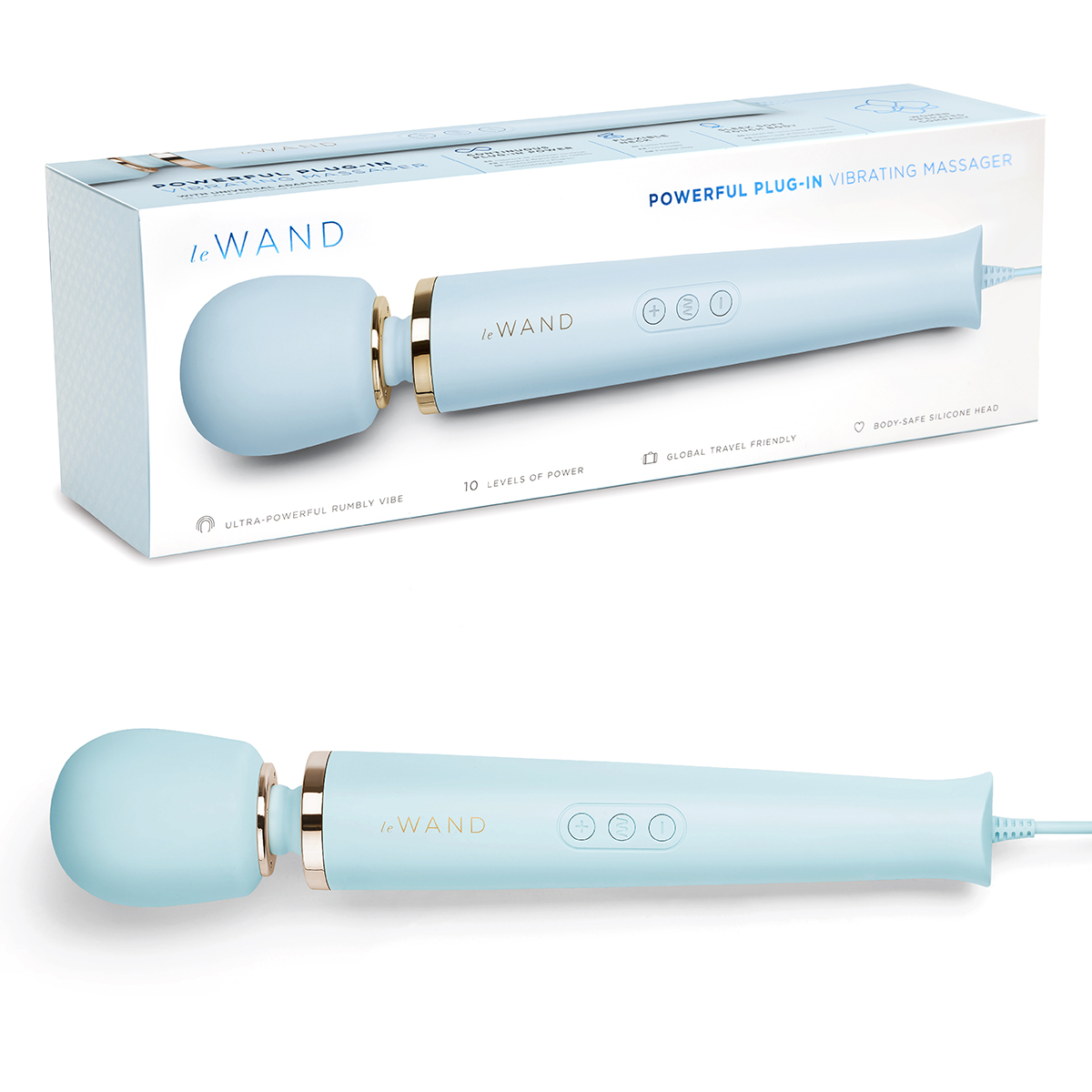 le WAND Нежно-голубой проводной вибромассажер le WAND Sky Blue с 10-ю скоростями