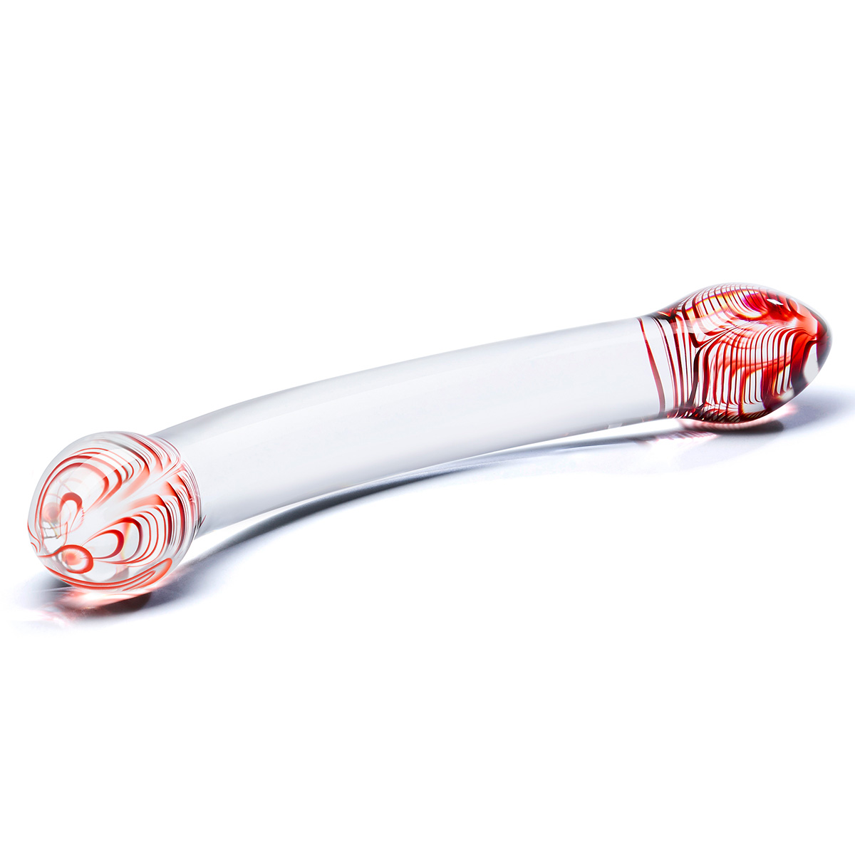 Glas Изогнутый двусторонний фаллос с двумя красными головками RED HEAD