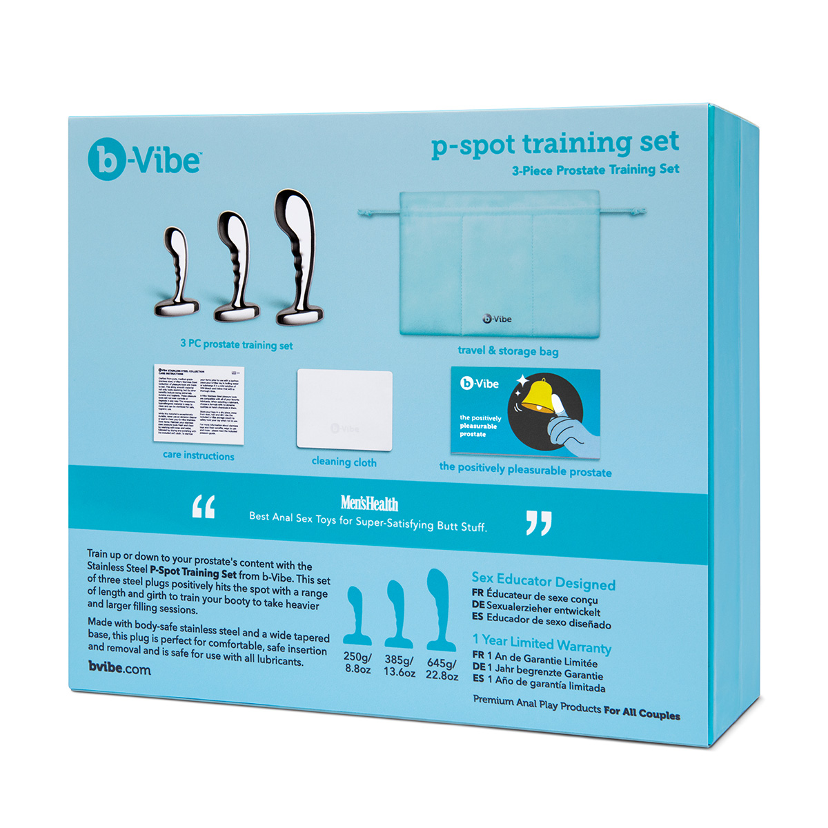 b-Vibe Набор стальных стимуляторов простаты STAINLESS STEEL P-SPOT TRAINING SET