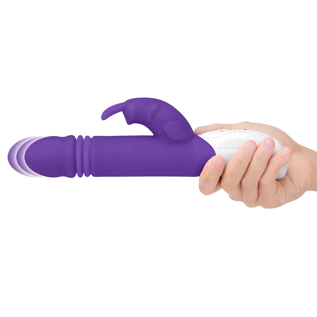 Rabbit Essentials Пульсирующий фиолетовый вибромассажер с двумя виброэлементами G-SPOT THRUSTING RABBIT