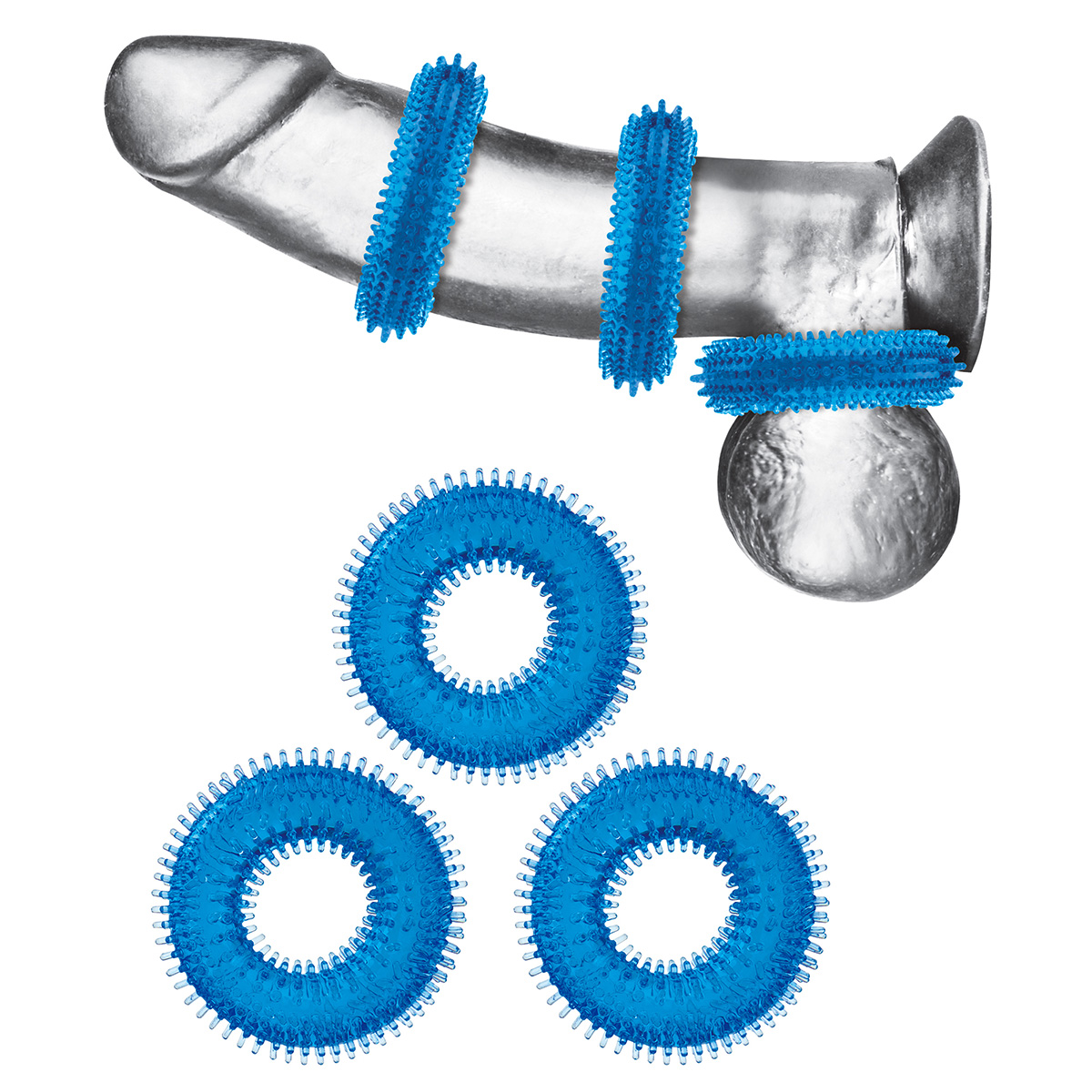 BlueLine Комплект из трех колец для эрекции 3-Pack Ultra-Stim Stretch Cock Rings