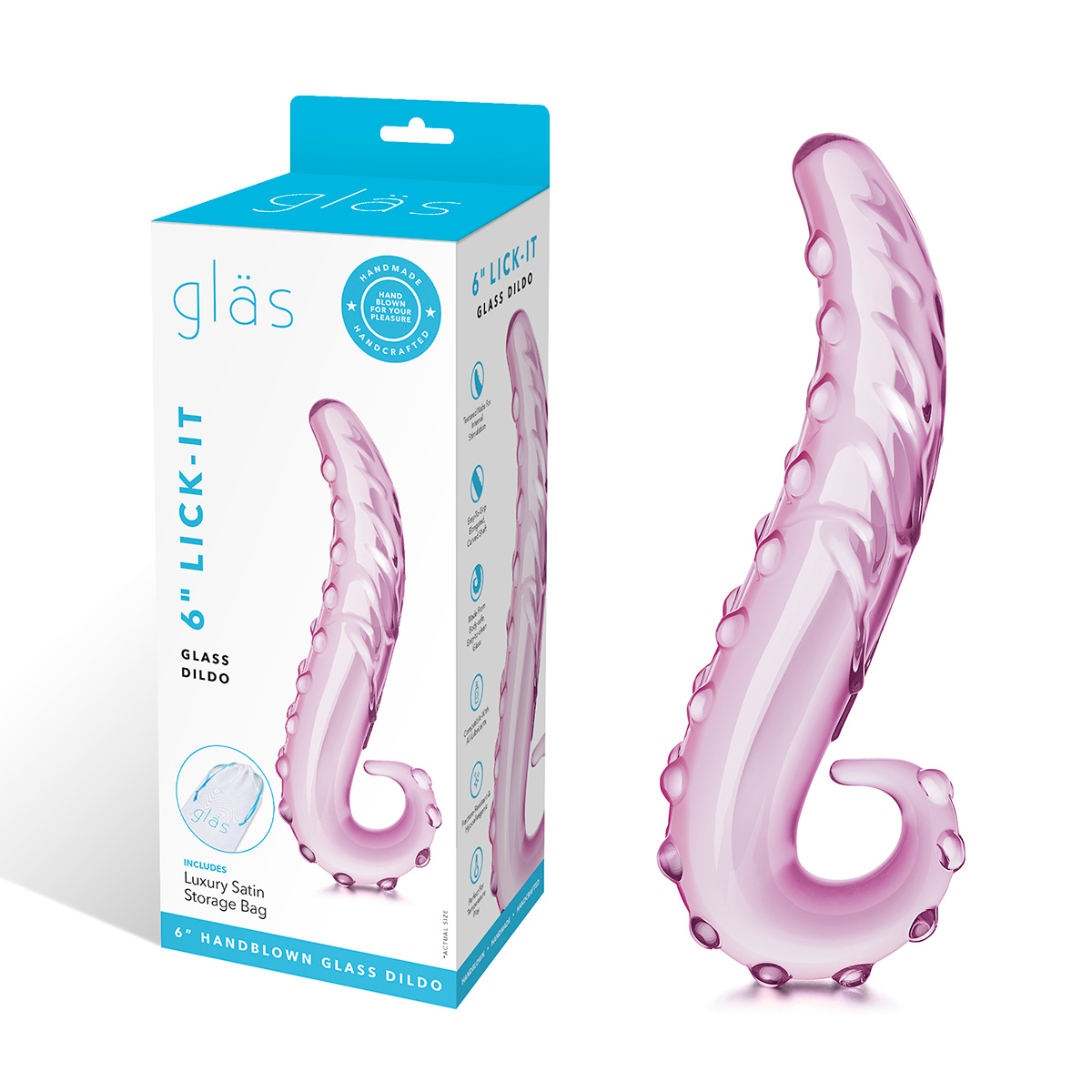 Glas Изогнутый текстурированный стимулятор из стекла LICK-IT