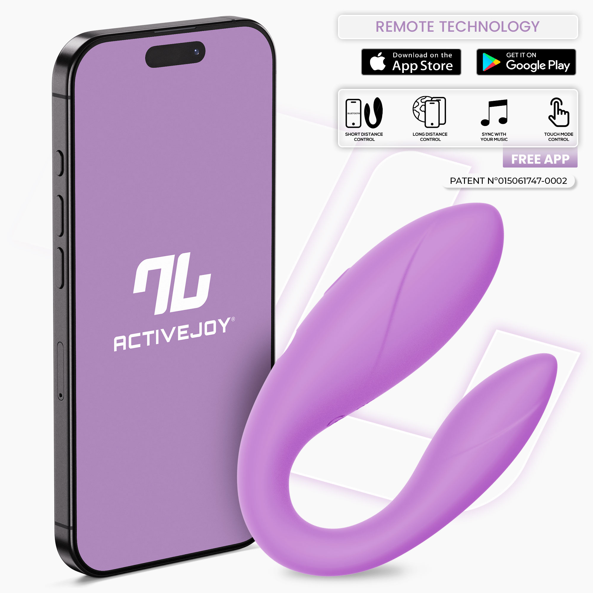Интерактивный вибромассажёр для пар Couple Toy Lavender