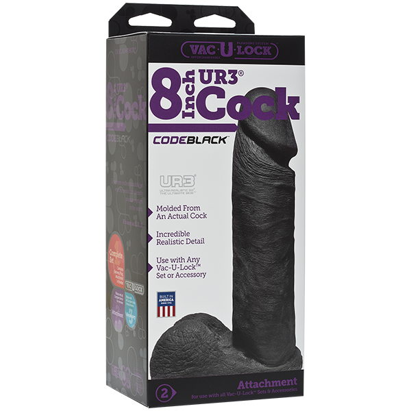 Насадка фаллоимитатор черная 8 Vac-U-Lock CodeBlack - 8 Inch ULTRASKYN™ Cock