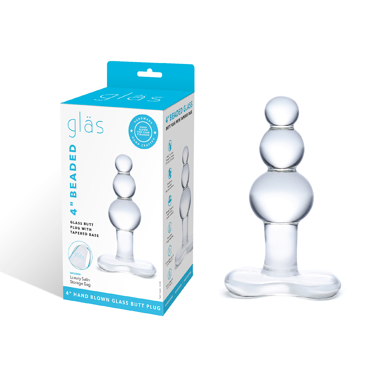 Glas Анальная елочка с 3-мя шариками Butt Plug with Tapered Base