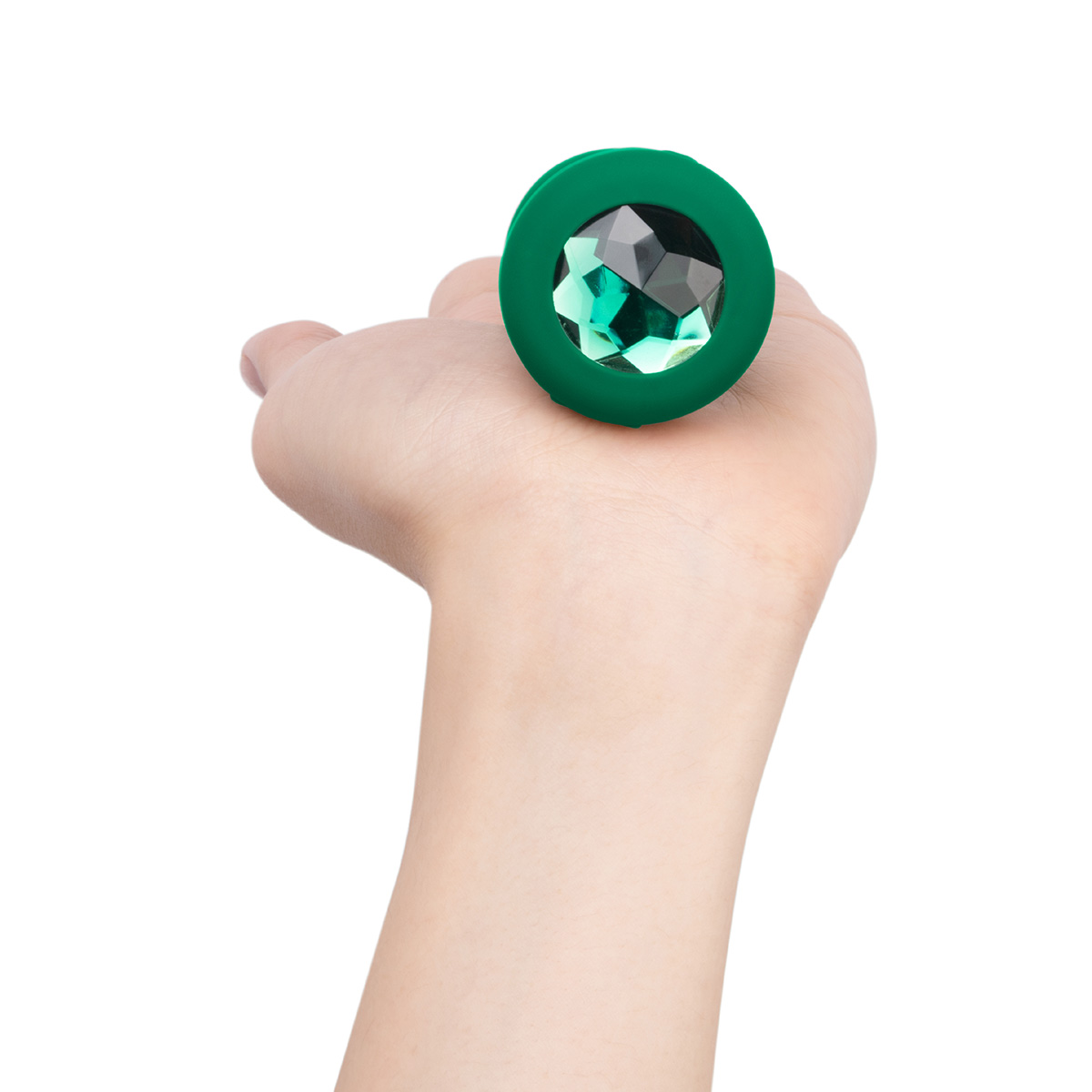 b-Vibe Вибрирующая втулка Vibrating Jewel Plug M/L зеленого цвета