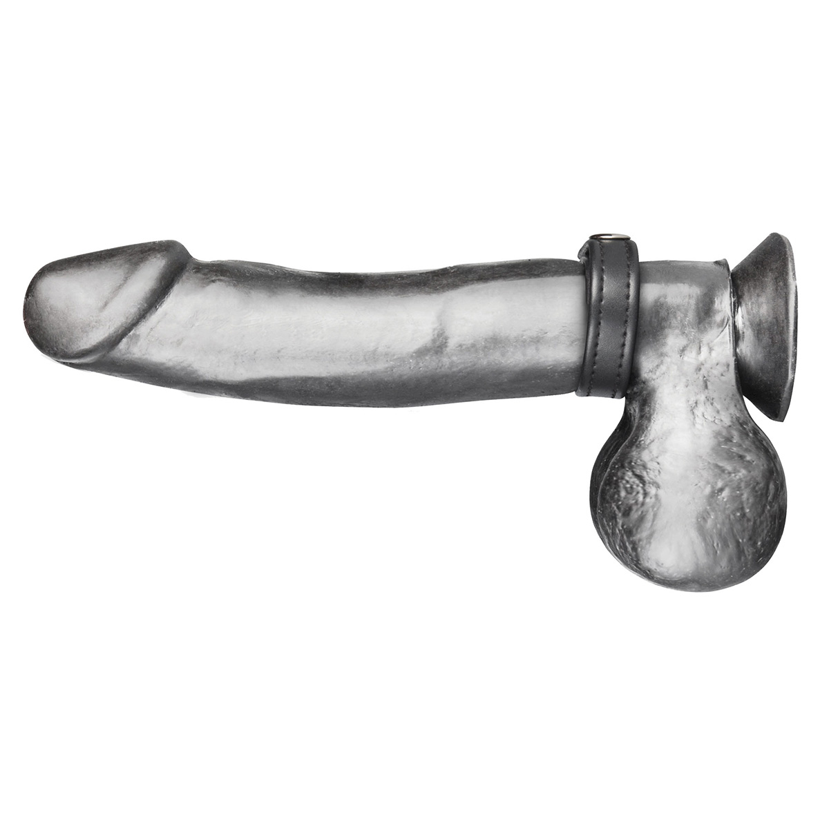 BlueLine Кольцо на пенис из искусственной кожи на клепках (3,5-5,5см) SNAP COCK RING