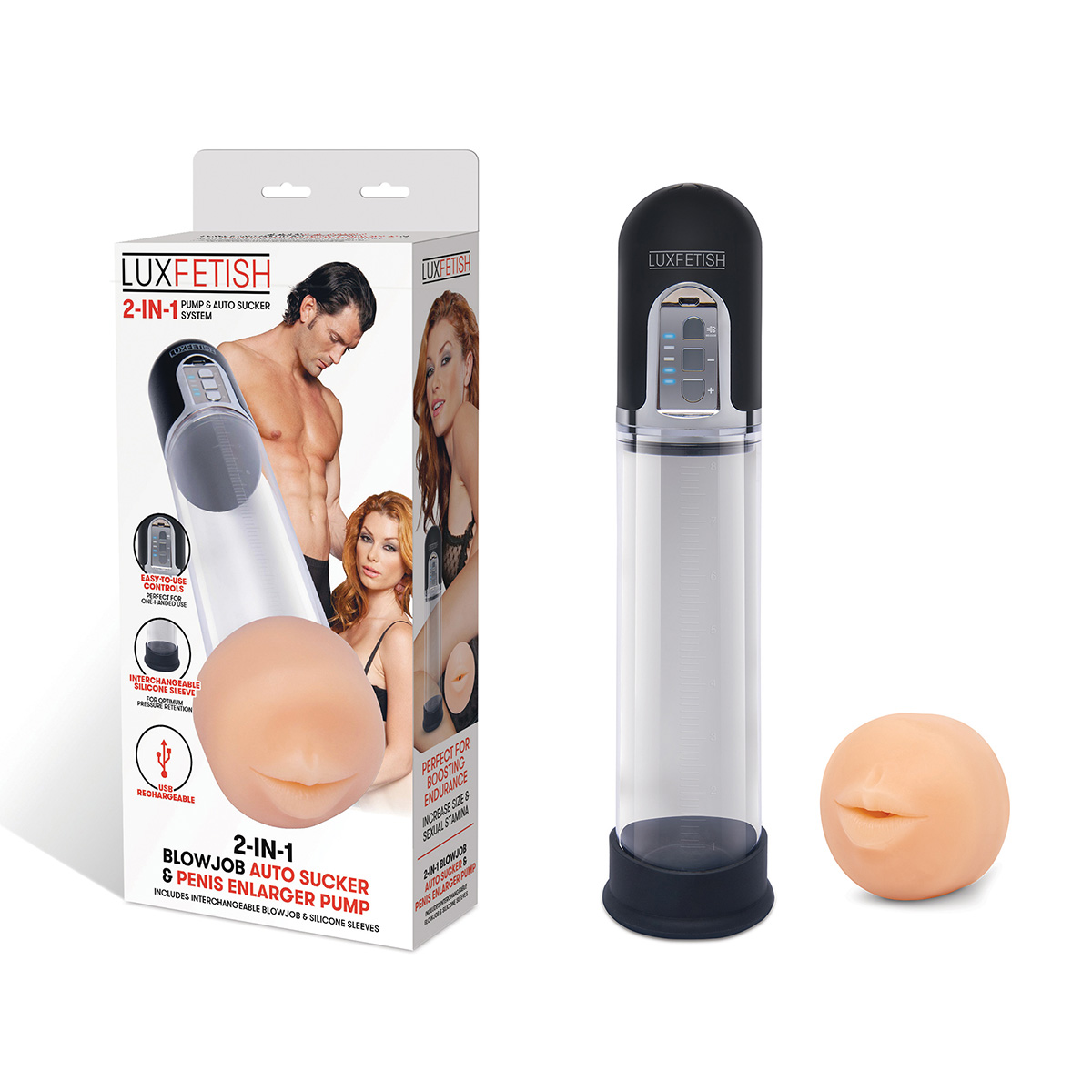 Lux Fetish Автоматическая вакуумная помпа 2-in-1 Blowjob Auto Sucker & Penis Enlarger Pump