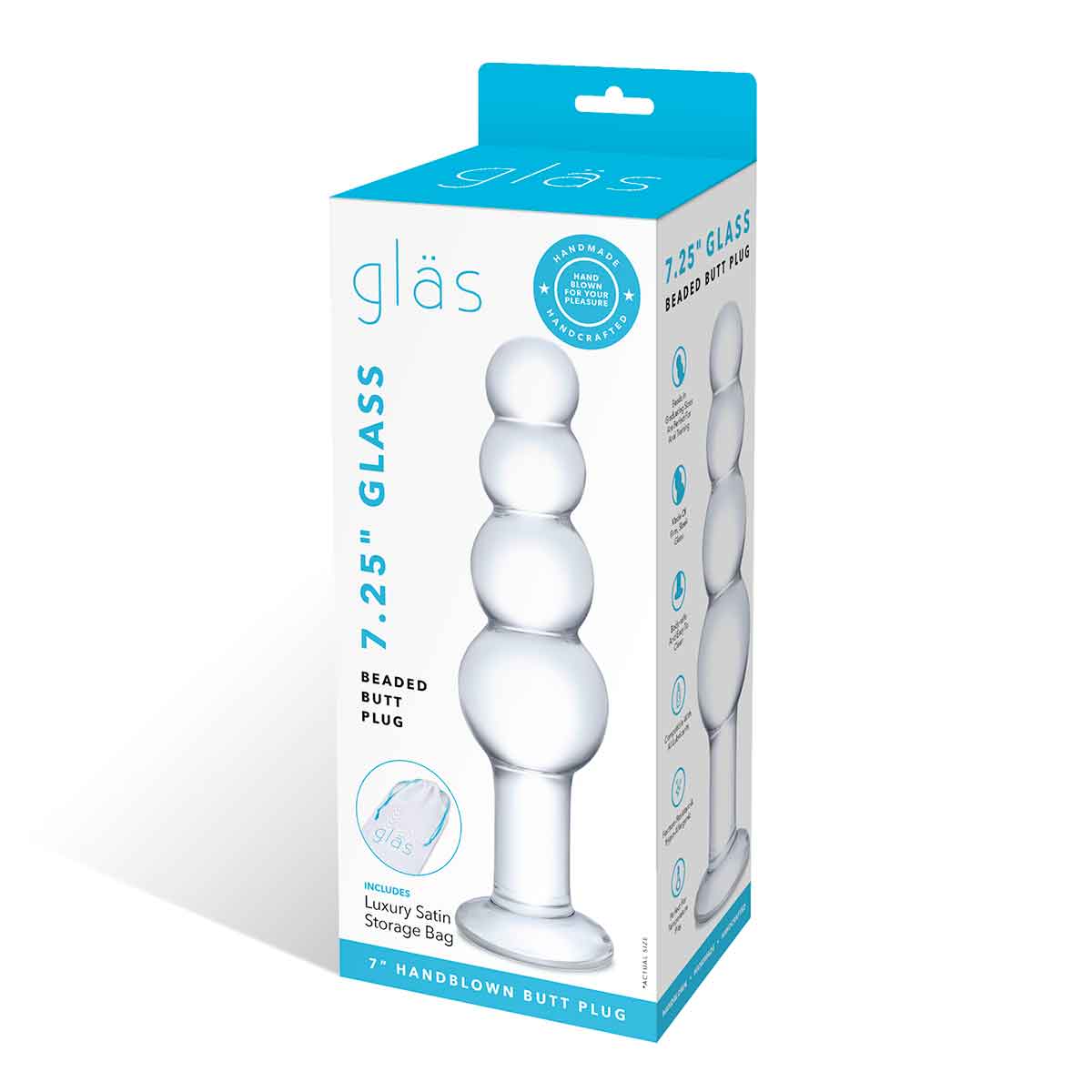 Glas Анальная прозрачная пирамида 7,25in BEADED BUTT PLUG