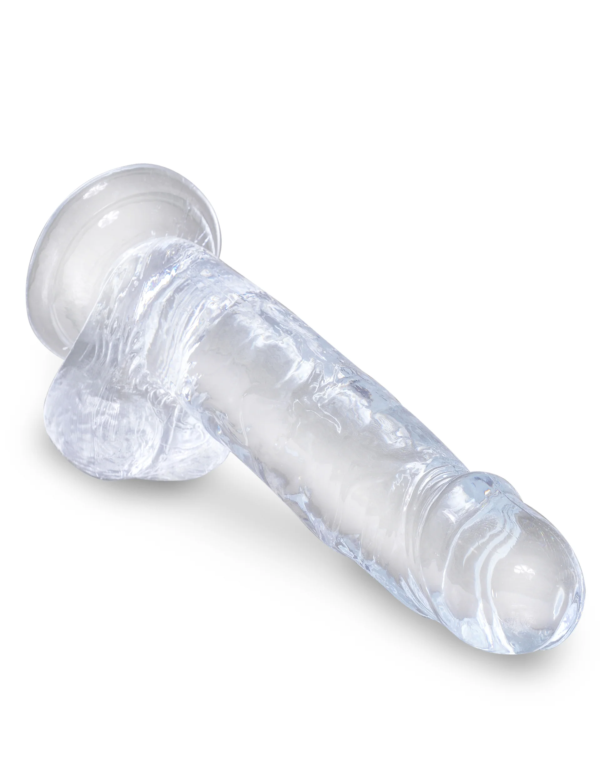 Прозрачный фаллоимитатор с мошонкой на присоске King Cock Clear 7