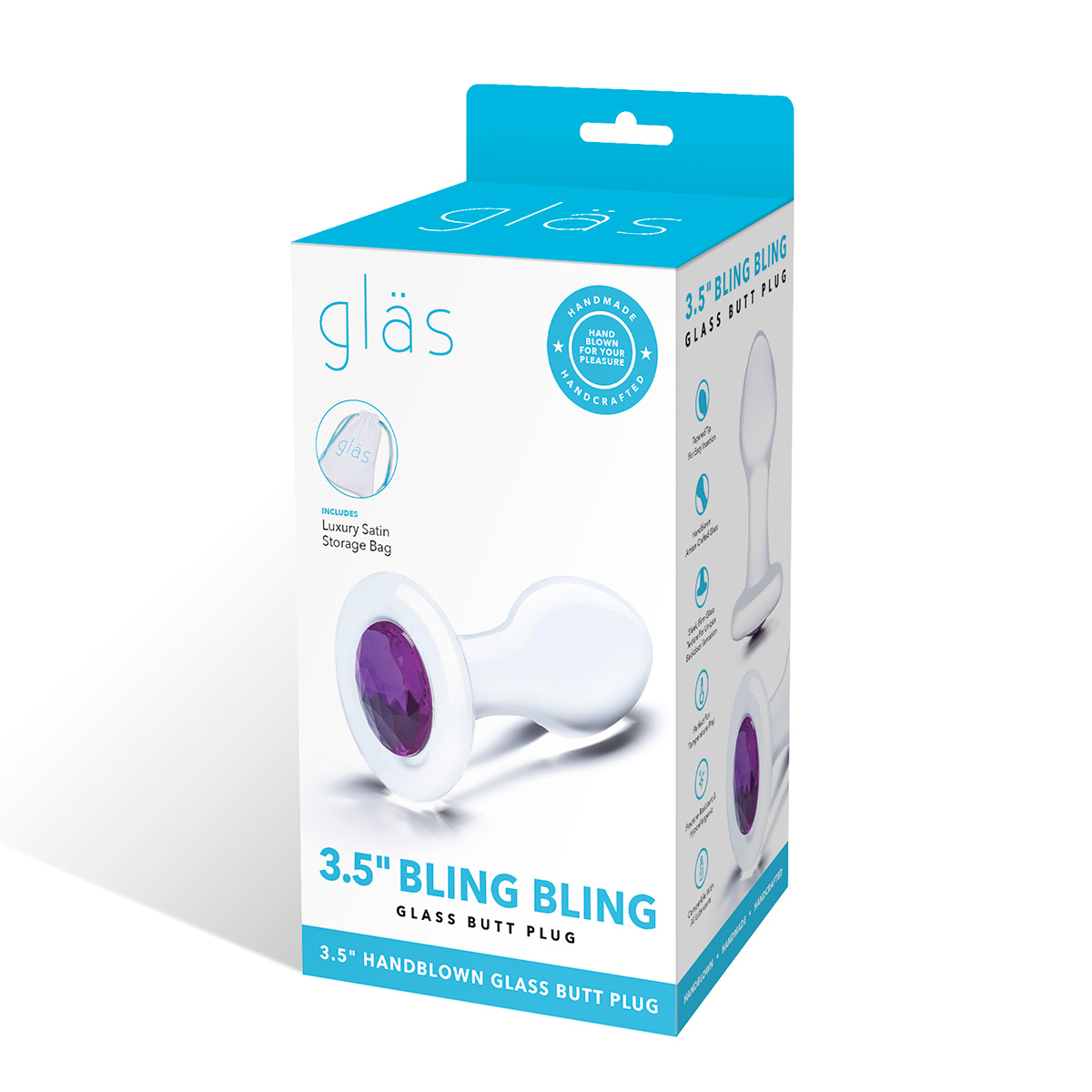Glas Стеклянная анальная пробка со стразом Bling Bling