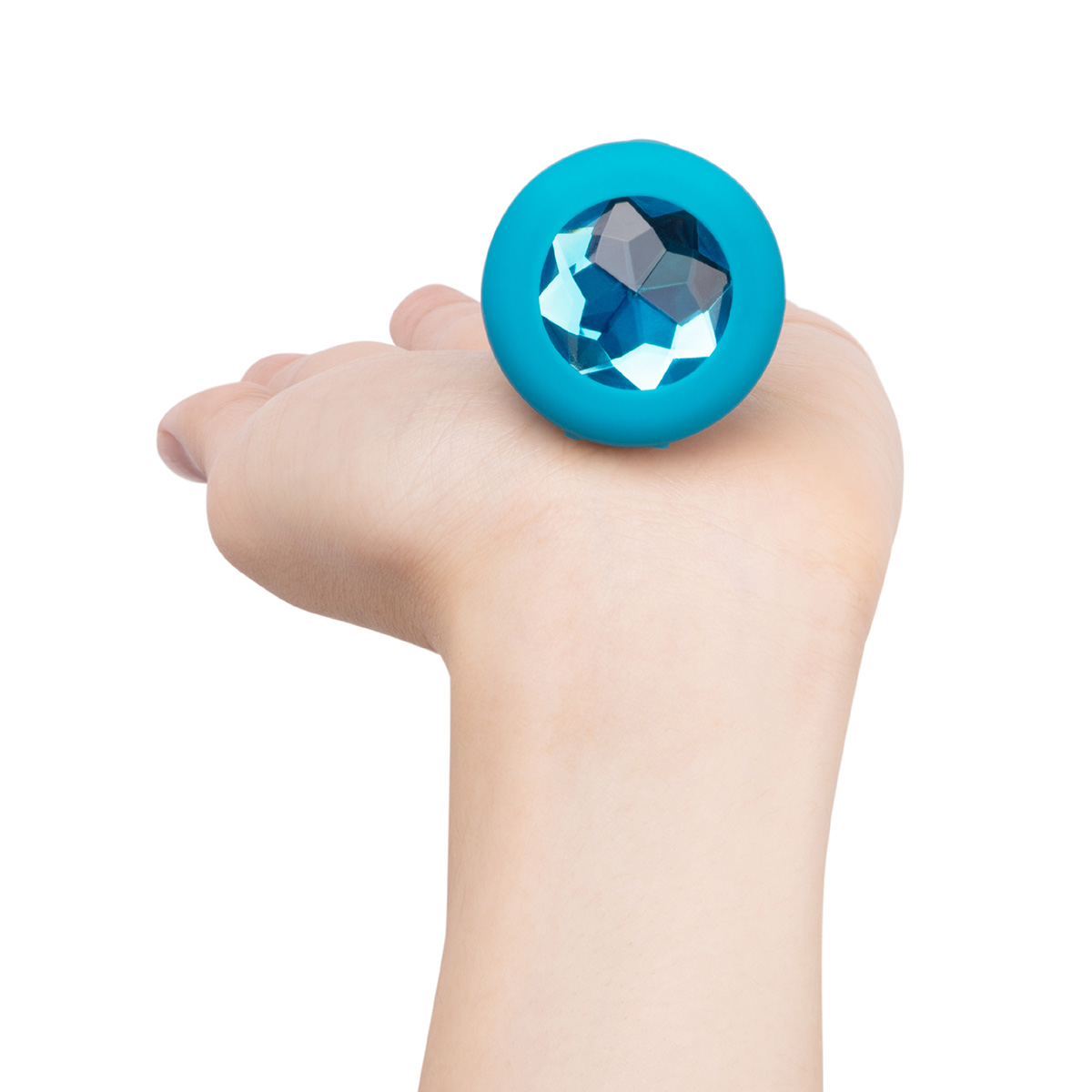 b-Vibe Вибрирующая втулка Vibrating Jewel Plug S/M бирюзового цвета