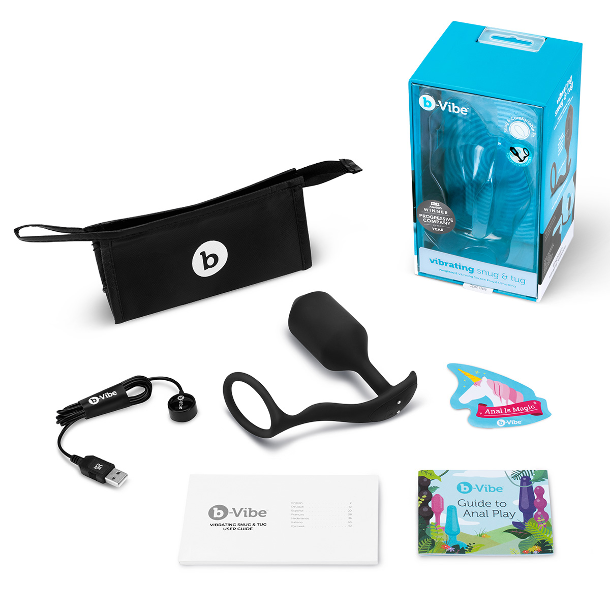 b-Vibe Вибрирующий плаг с кольцом для эрекции Vibrating Snug & Tug размер XL