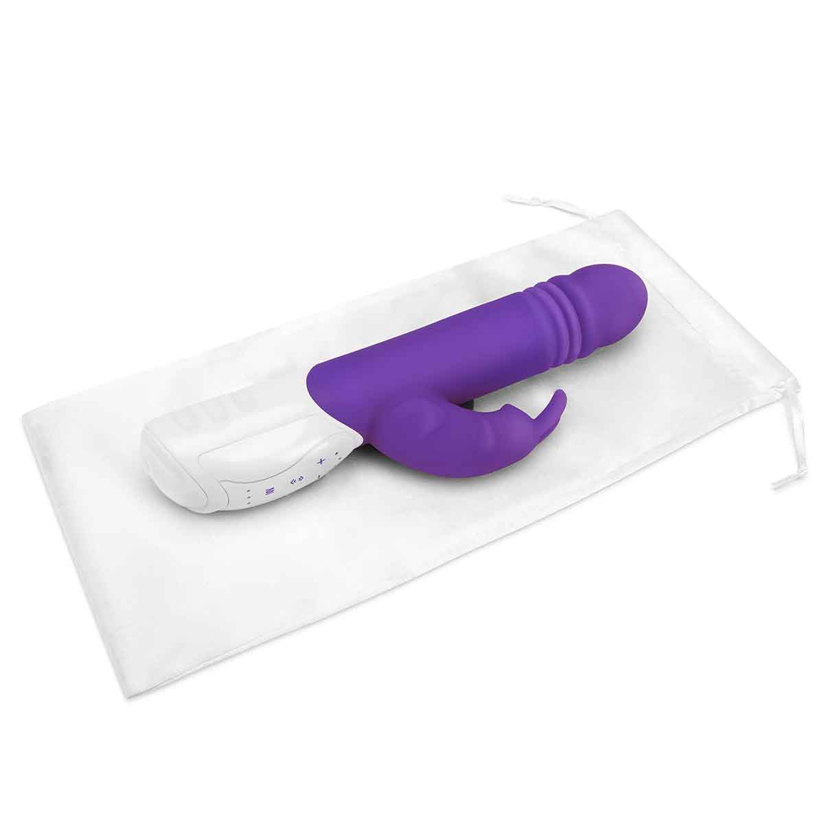 Rabbit Essentials Пульсирующий фиолетовый вибромассажер с двумя виброэлементами G-SPOT THRUSTING RABBIT