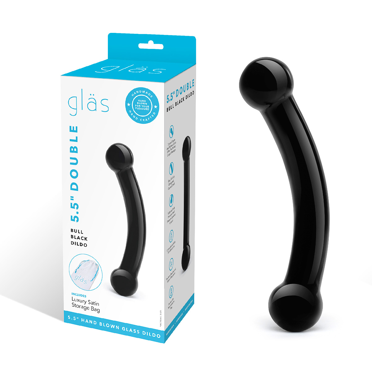 Glas Черный стимулятор простаты из стекла BULL BLACK DILDO