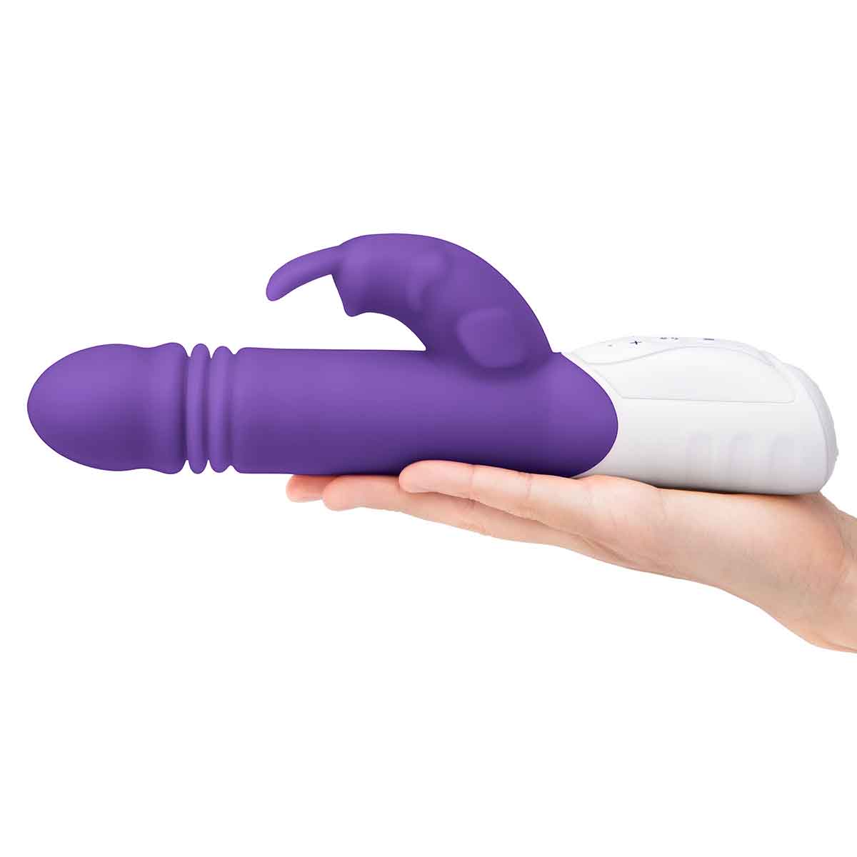 Rabbit Essentials Пульсирующий фиолетовый вибромассажер с двумя виброэлементами G-SPOT THRUSTING RABBIT