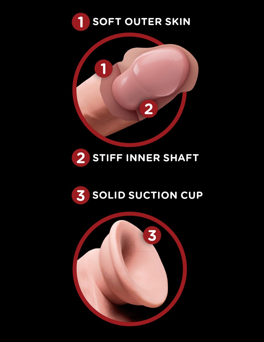Фаллоимитатор на присоске King Cock Plus 6 Triple Density с подвижной мошонкой