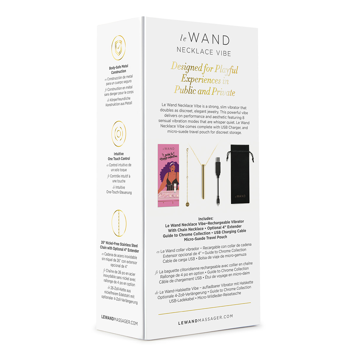 le WAND Элегантный вибромассажер-кулон из стали le WAND VIBRATING NECKLACE GOLD