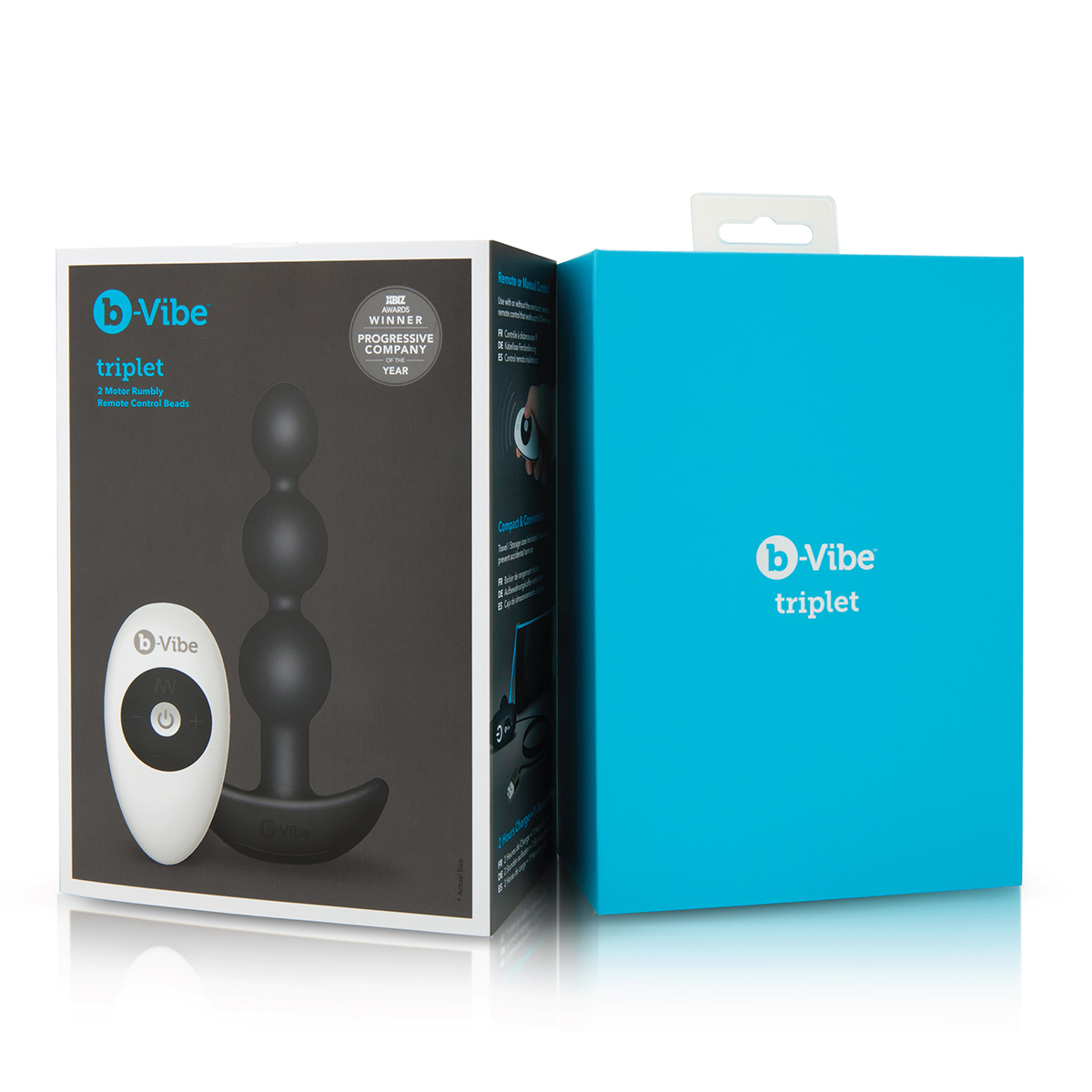 b-Vibe Анальные черные премиум-бусы с 2 моторами b-Vibe Triplet Anal Beads