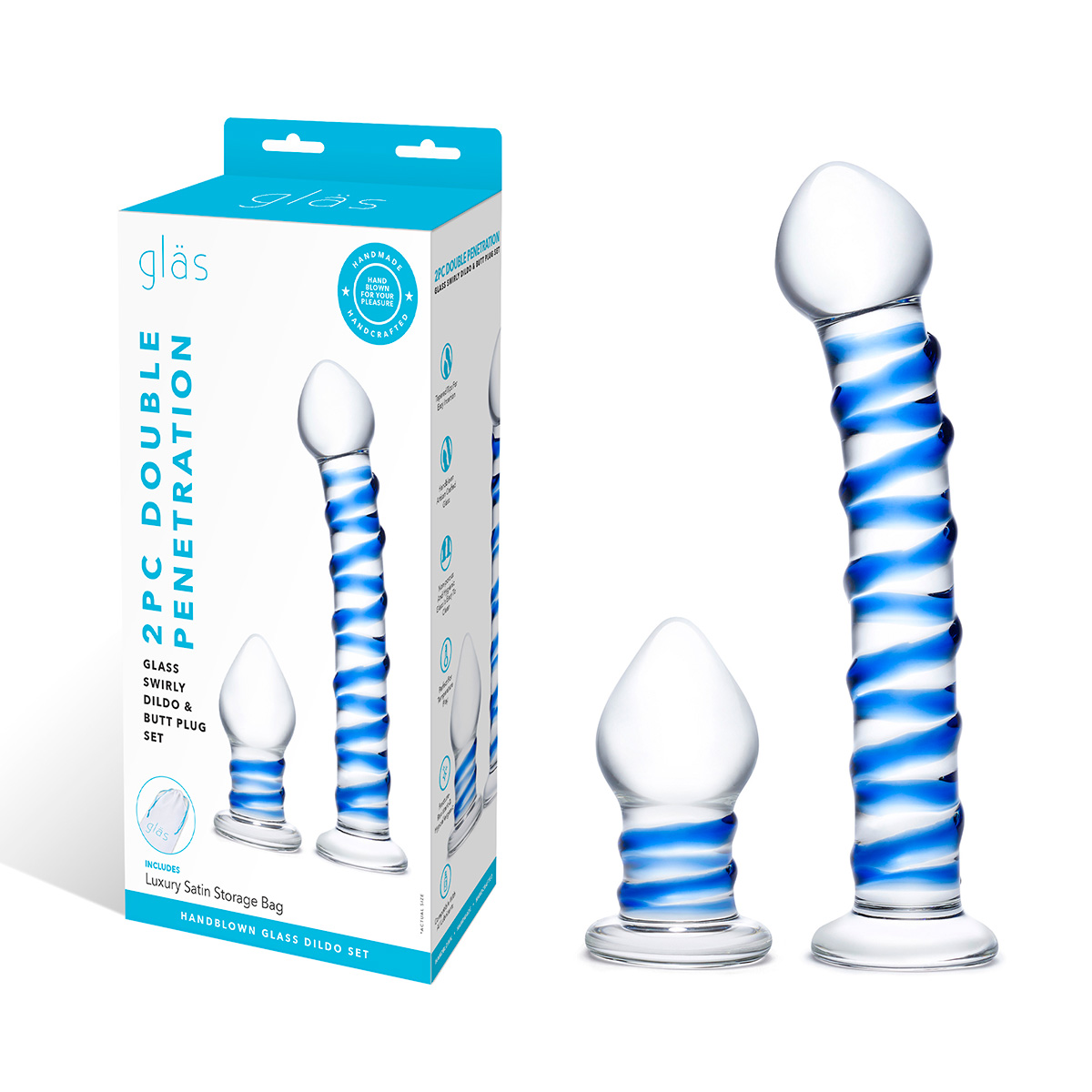 Glas Сет из 2-х стеклянных игрушек SWIRLY DILDO & BUTTPLUG SET