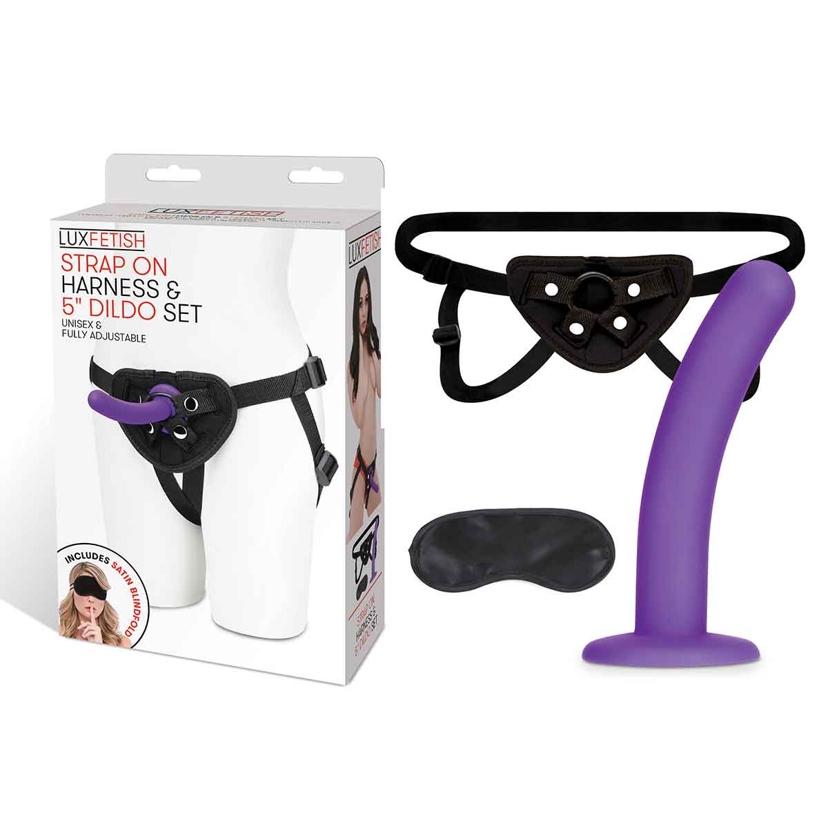 Lux Fetish Черные трусы с фаллосом для новичков Strap on Harness & 5in Dildo Set