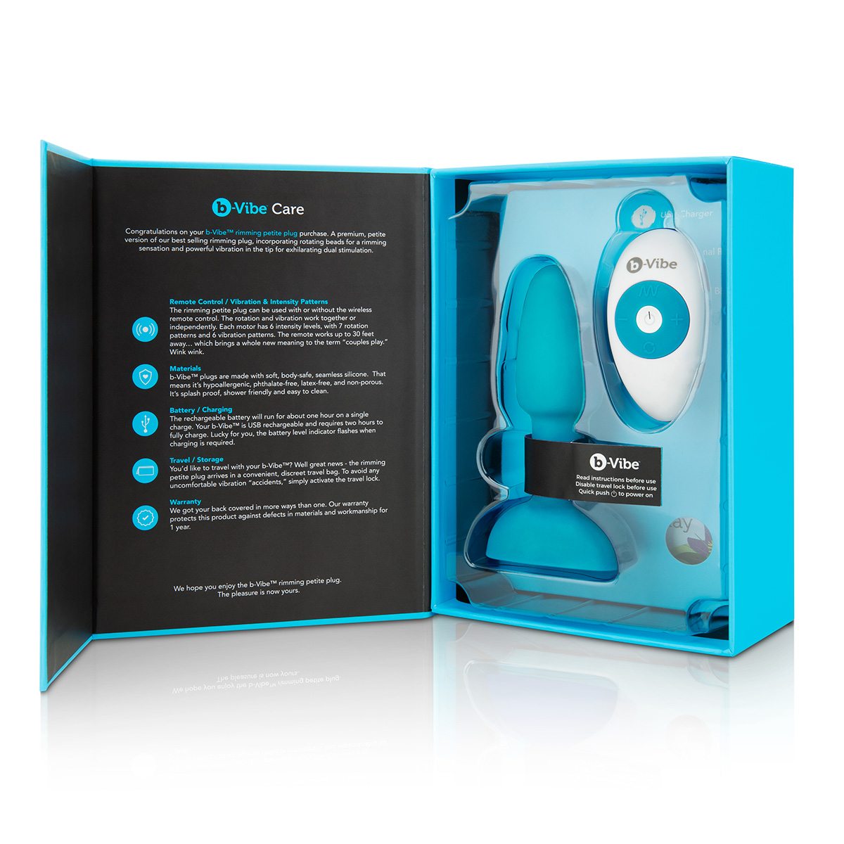 b-Vibe Анальная премиум-пробка с римминг эффектом Rimming Petite голубая