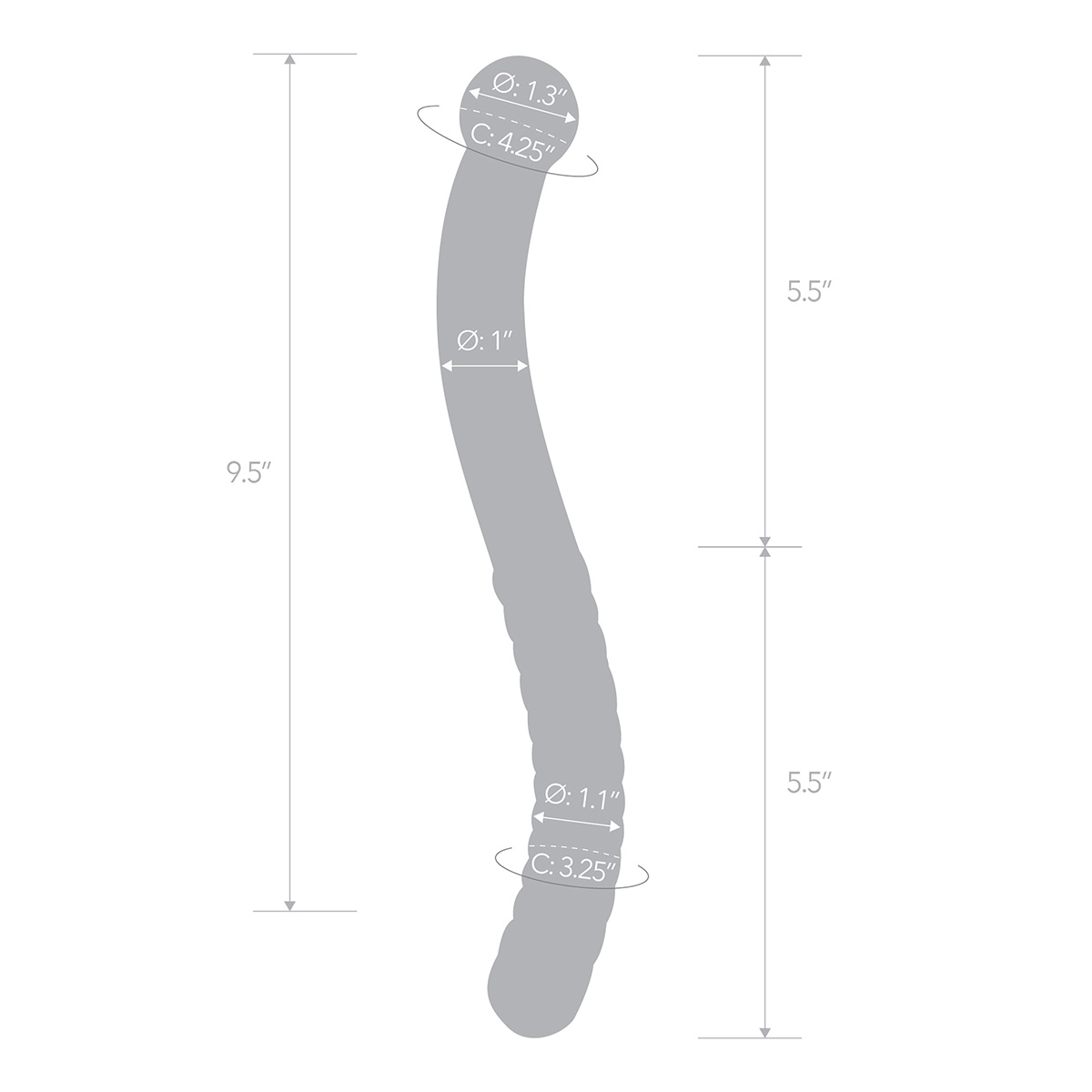 Glas Изящный фаллоимитатор с рельефом 11 in Glass Pelvic Wand Double Ended