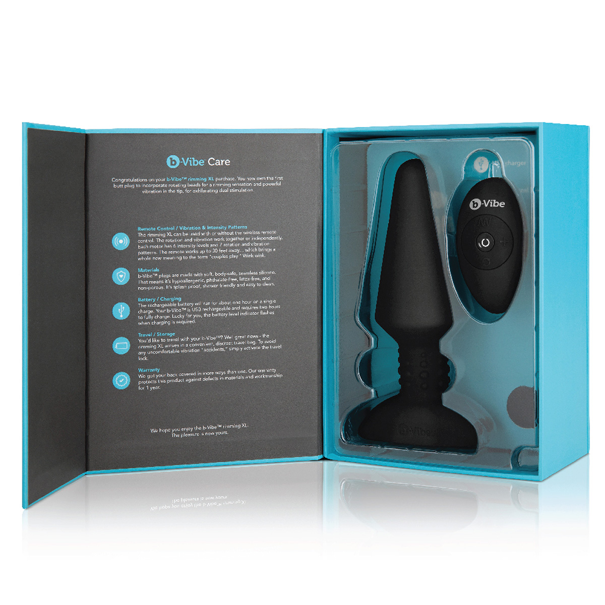 b-Vibe Большая вибрирующая премиум пробка Rimming Plug XL