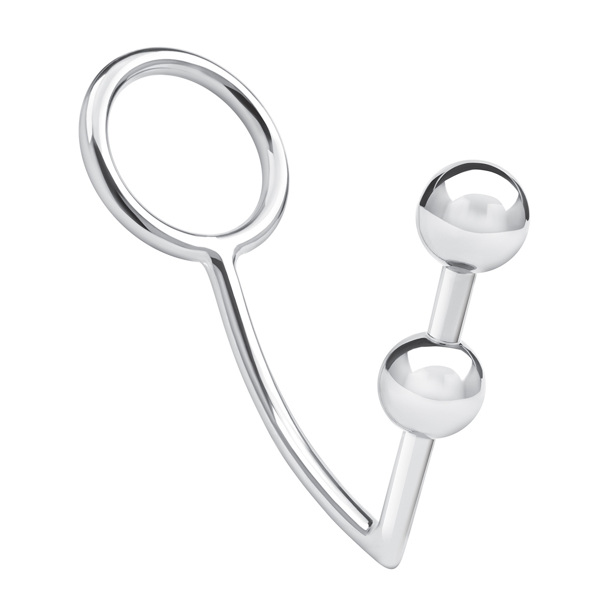 BlueLine Кольцо на пенис с двумя анальными шарами Two Bead Stainless Steel Anal Hook & Cock Ring