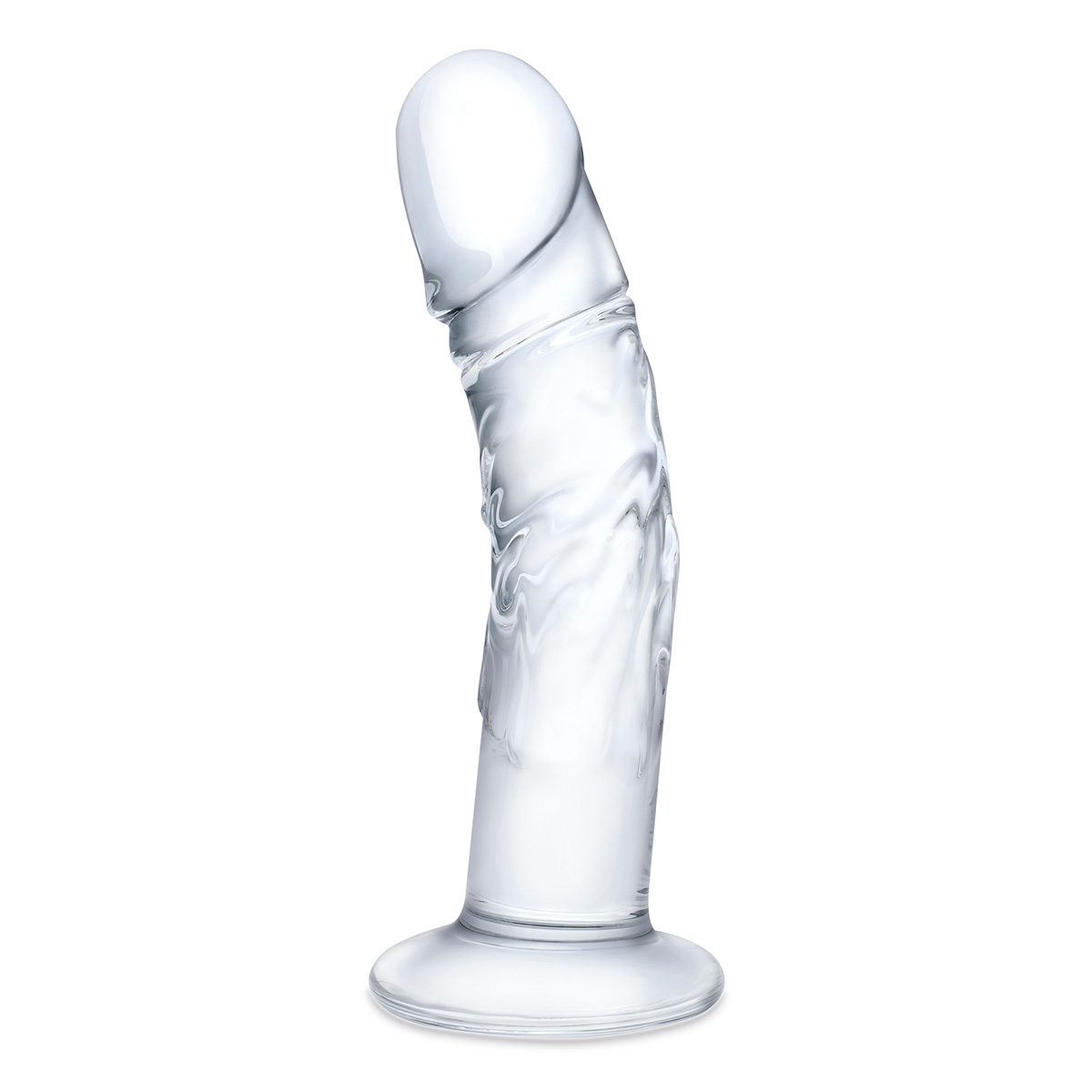 Glas Реалистичный по форме фаллоимитатор из стекла 7" Curved Realistic Glass Dildo With Veins