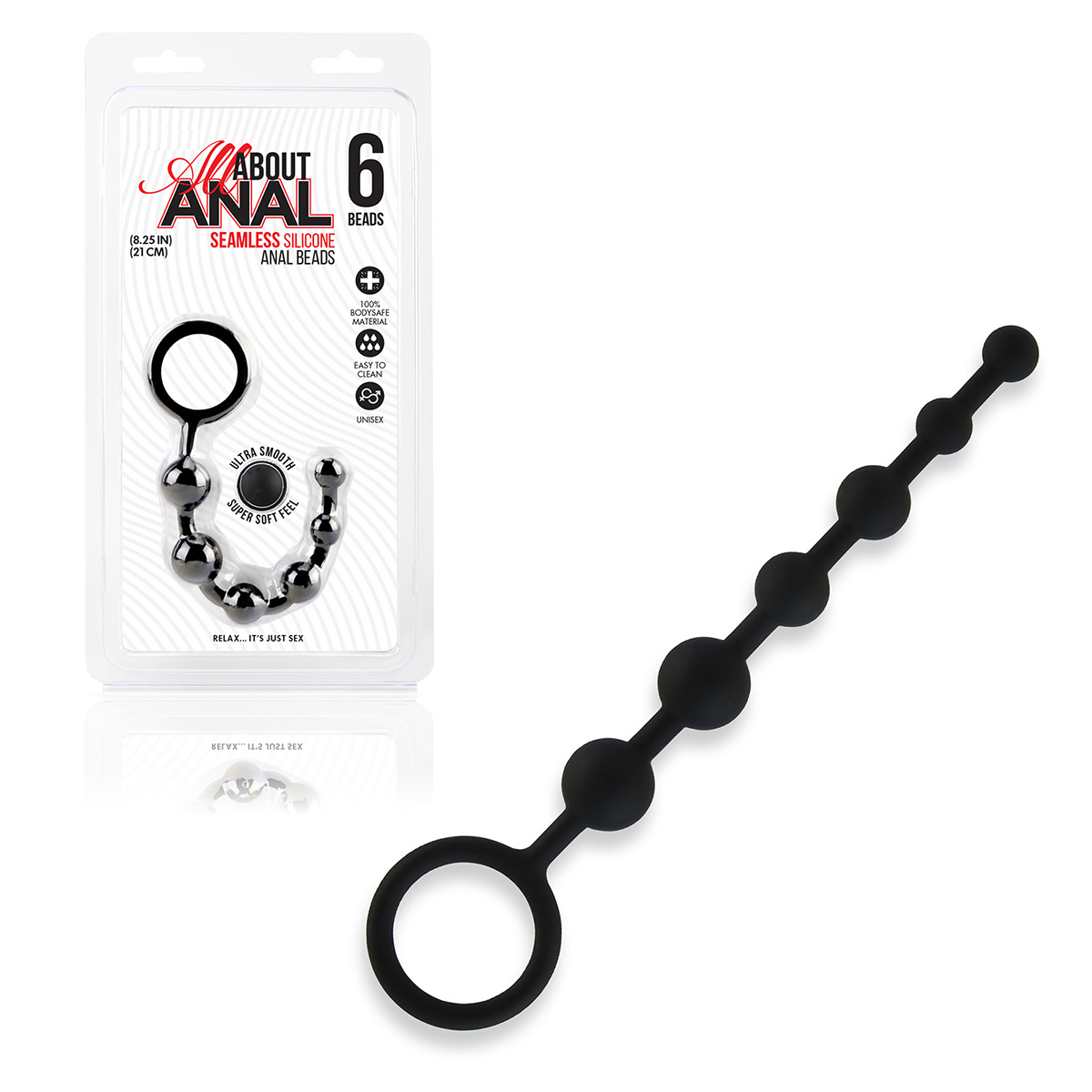 All about anal Черные силиконовые анальные бусины Silicone Anal Beads 6 шариков