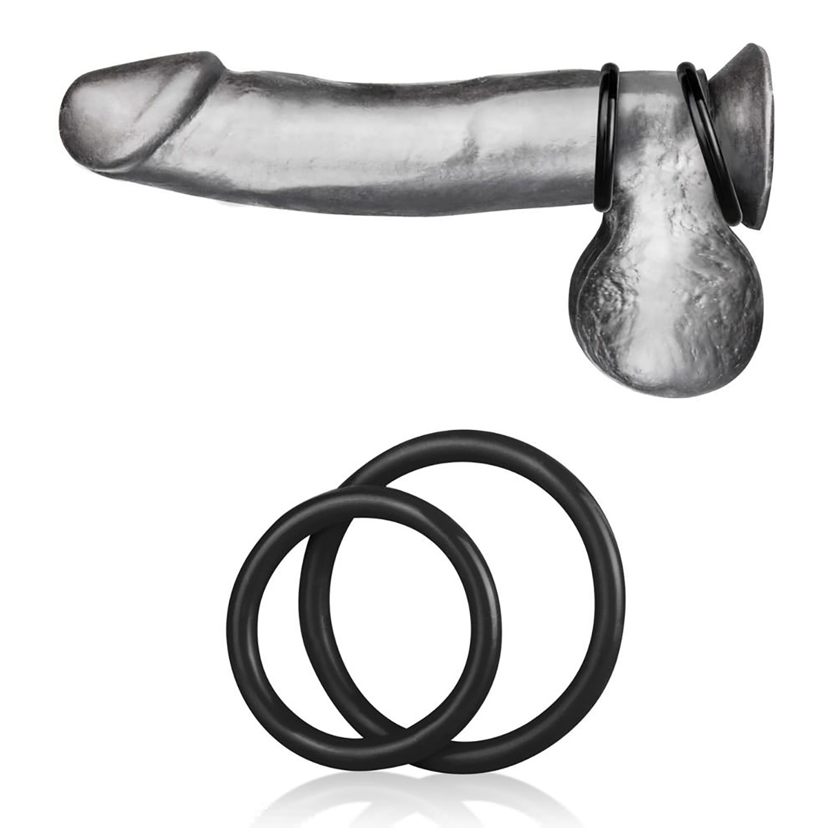 BlueLine Набор из двух черных силиконовых колец разного диаметра SILICONE COCK RING SET