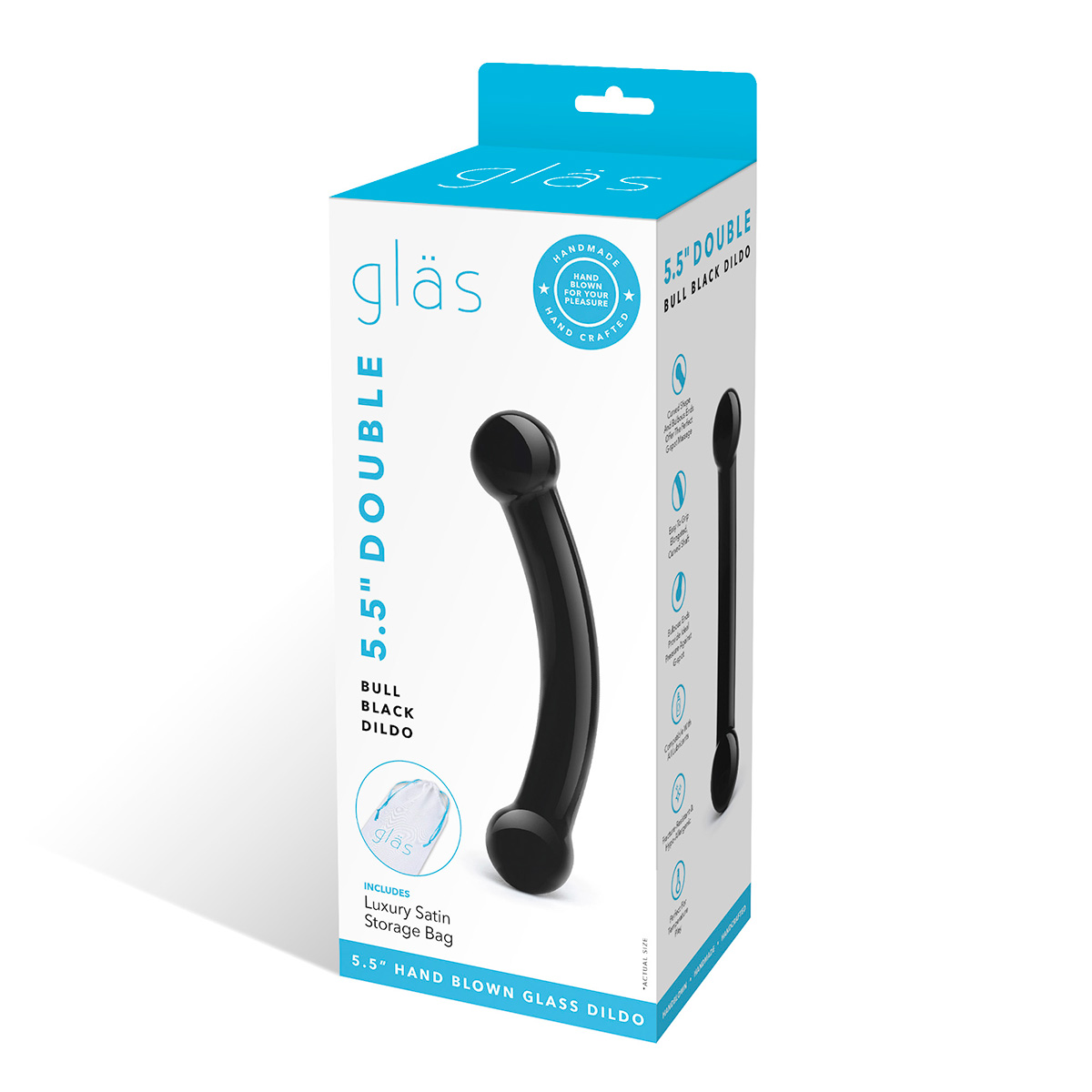 Glas Черный стимулятор простаты из стекла BULL BLACK DILDO