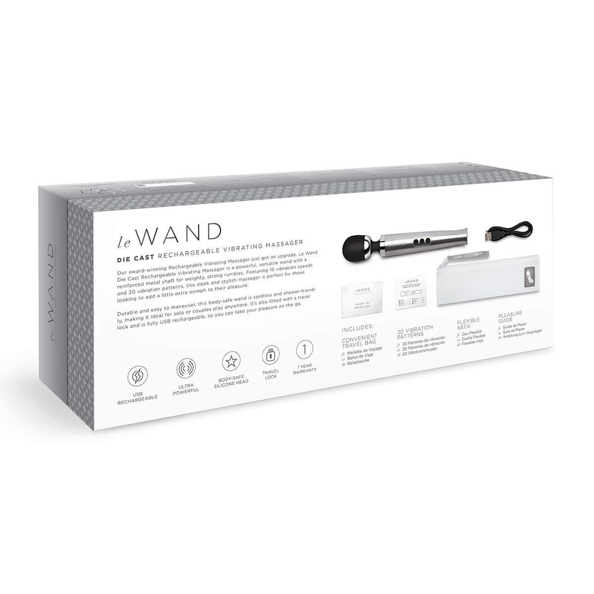 le WAND Вибромассажер литой люкс-ванд серебро le WAND DIE CAST
