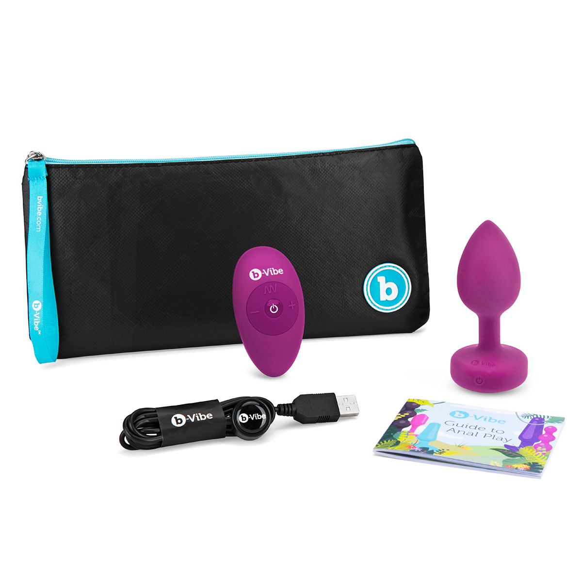 b-Vibe Вибрирующая втулка Vibrating Jewel Plug S/M цвета фуксии