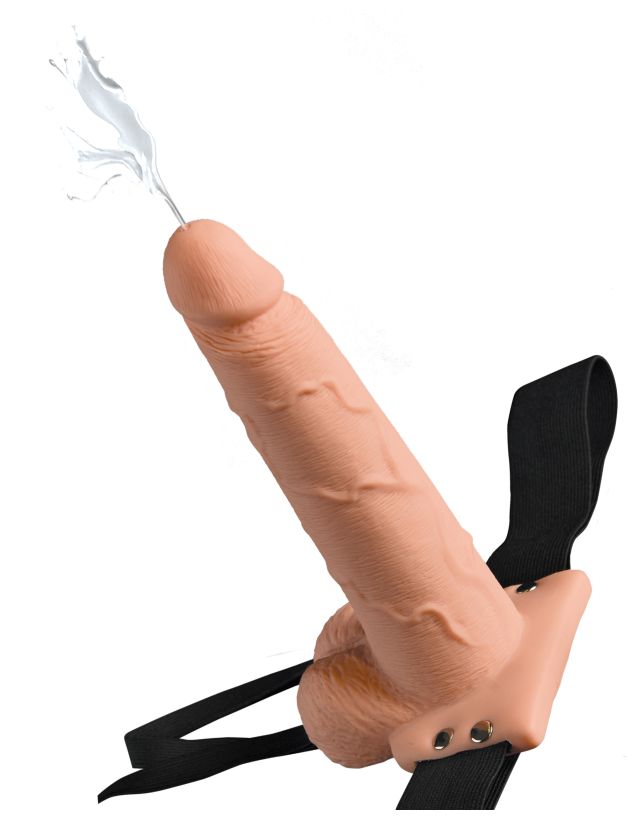 Полый страпон эякулир. Fetish Fantasy 7.5 Hollow Squirting Strap-On with Balls Flesh